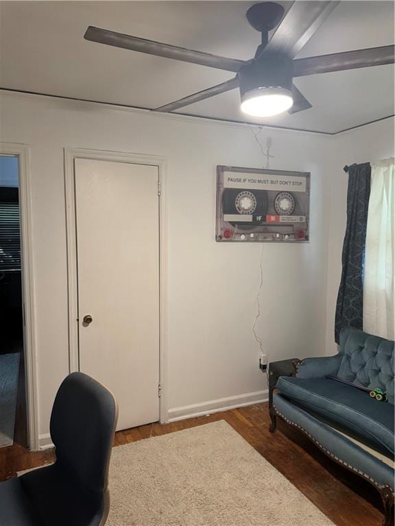 office area with hardwood / wood-style floors