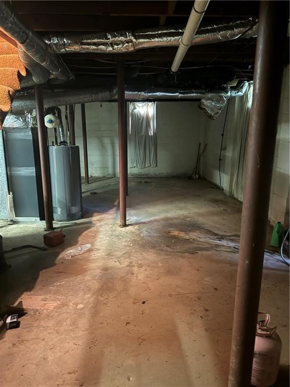 basement with gas water heater