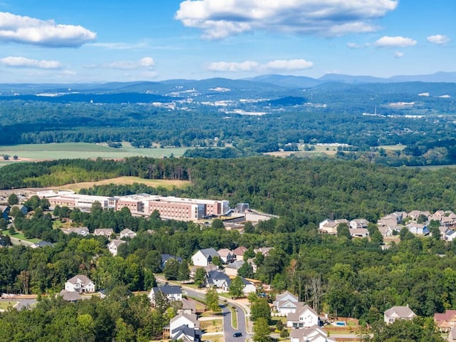 birds eye view of property with a mountain view