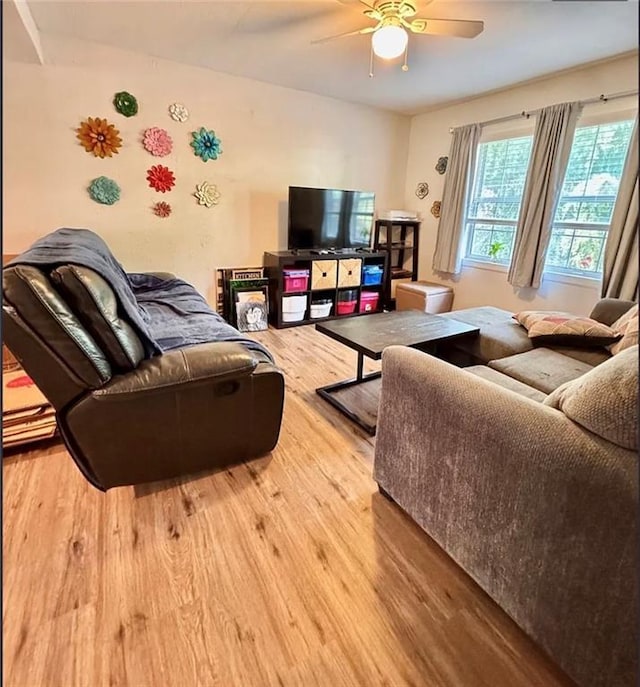 5624 Ryan Way, Flowery Branch, GA 30542 - living area featuring light wood-style flooring and ceiling fan
