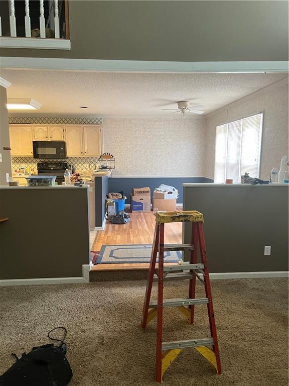 50 Ranger Rd SE, Cartersville, GA 30121 - dining area with ceiling fan, light colored carpet, and a textured ceiling