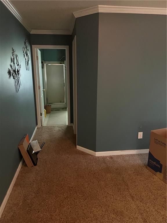 50 Ranger Rd SE, Cartersville, GA 30121 - hall with carpet flooring and crown molding