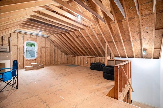 attic with an upstairs landing