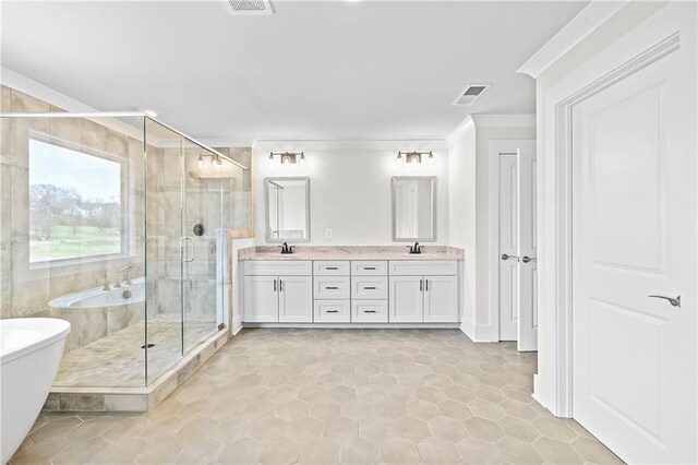 171 Blue Rider Trl, Hoschton, GA 30548 - bathroom with a sink, a soaking tub, a shower stall, and visible vents