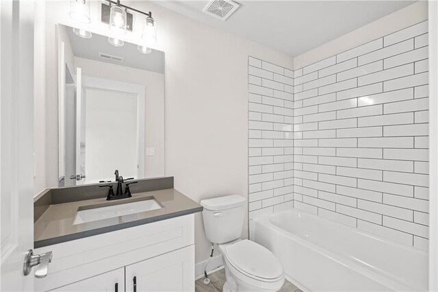 171 Blue Rider Trl, Hoschton, GA 30548 - bathroom with vanity, toilet, shower / tub combination, and visible vents