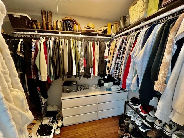 spacious closet featuring wood finished floors