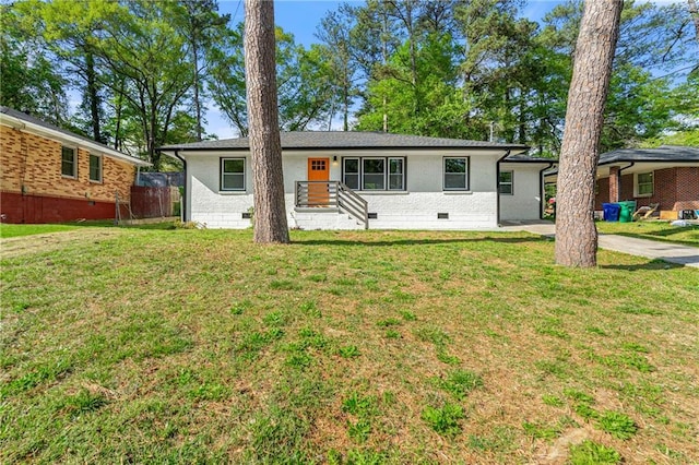 2146 Trailwood Rd, Decatur, GA 30032 - ranch-style home with fence, crawl space, a front lawn, and brick siding