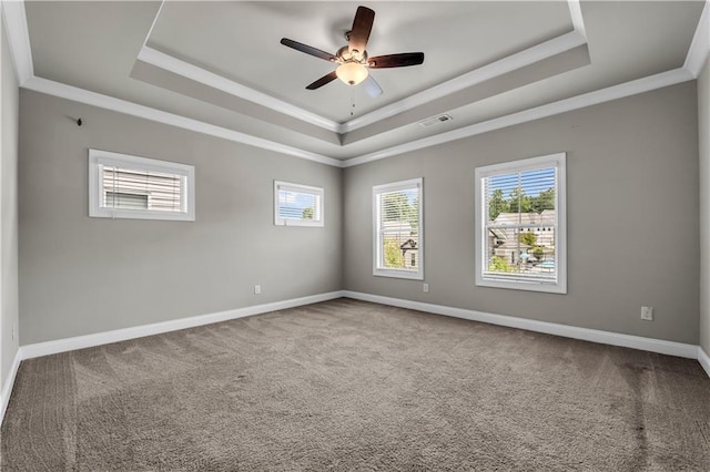 1179 Bennett Creek Overlook, Suwanee, GA 30024 - empty room with a tray ceiling, healthy amount of natural light, carpet flooring, and crown molding