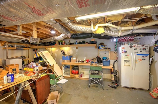 80 Broadlands Dr, White, GA 30184 - unfinished below grade area featuring white refrigerator with ice dispenser