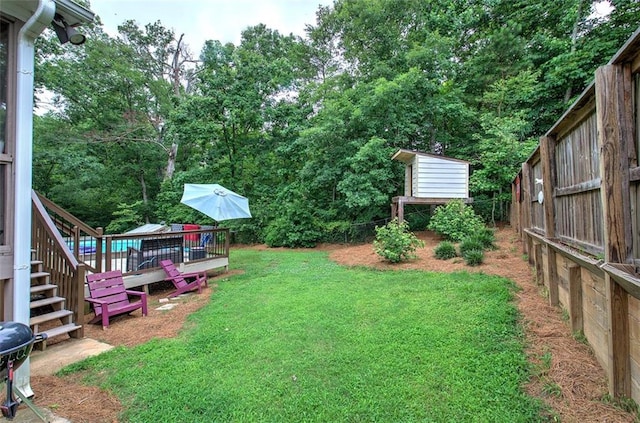 80 Broadlands Dr, White, GA 30184 - fenced backyard featuring a deck and stairs