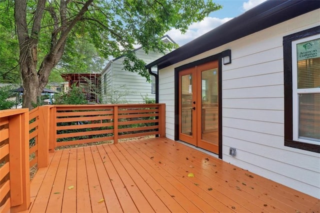 wooden deck with french doors