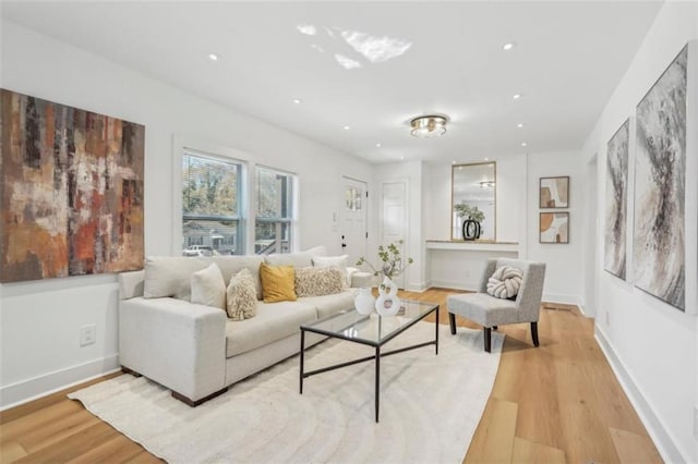 living room with light wood-type flooring