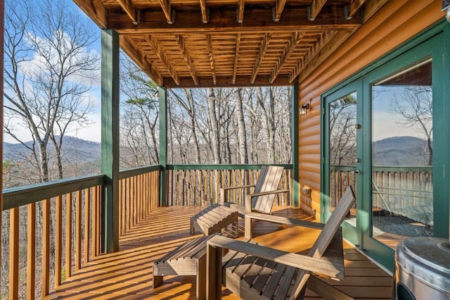 deck with a mountain view