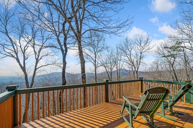 deck with a mountain view