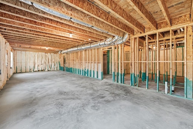 view of unfinished basement