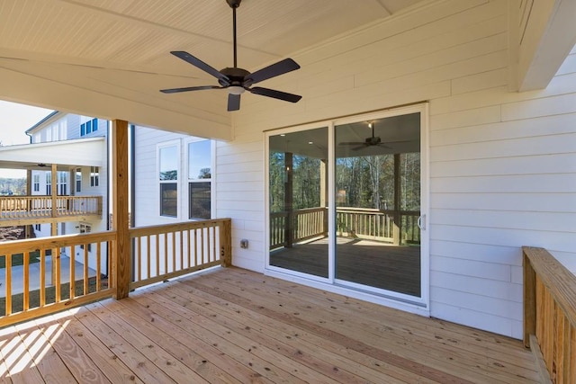 deck with a ceiling fan