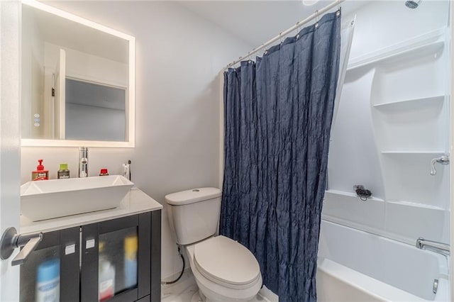 2164 Mill Garden Run, Buford, GA 30519 - bathroom with shower / tub combo with curtain, vanity, marble finish floor, and toilet
