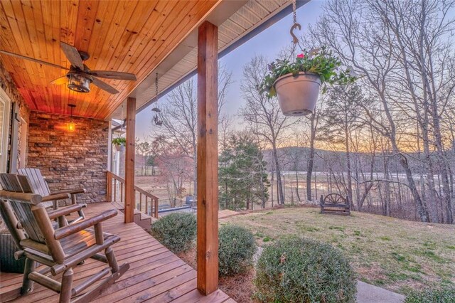 wooden deck with covered porch