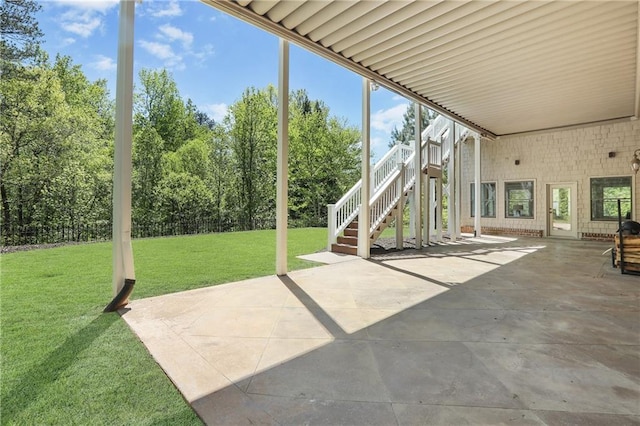 view of patio with stairway