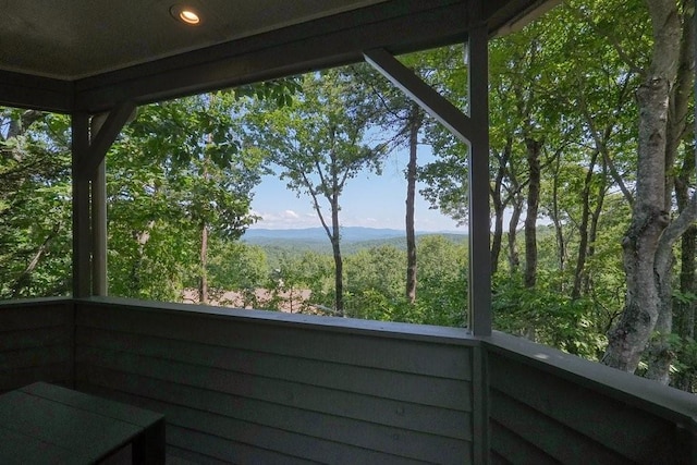 balcony with a mountain view