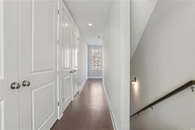 264 Castleberry Station Dr SW, Atlanta, GA 30313 - hall with baseboards, dark wood finished floors, and recessed lighting