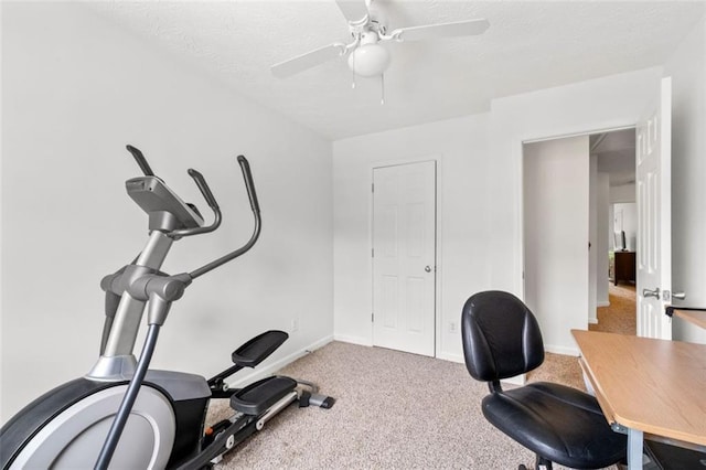 2826 Snapfinger Mnr, Decatur, GA 30035 - workout area featuring carpet floors, baseboards, and ceiling fan