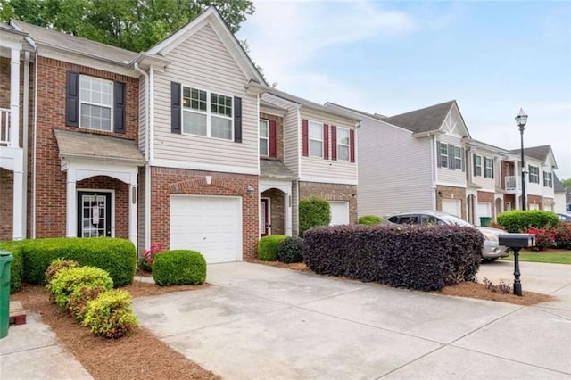 2826 Snapfinger Mnr, Decatur, GA 30035 - view of property featuring brick siding, a garage, a residential view, and concrete driveway