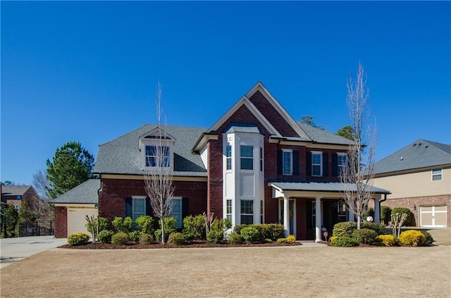 view of front of house with brick siding, concrete driveway, and an attached garage