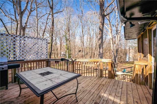 deck featuring area for grilling