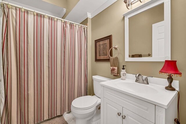 3125 Flatbottom Dr, Dacula, GA 30019 - full bath featuring toilet, a shower with curtain, and vanity