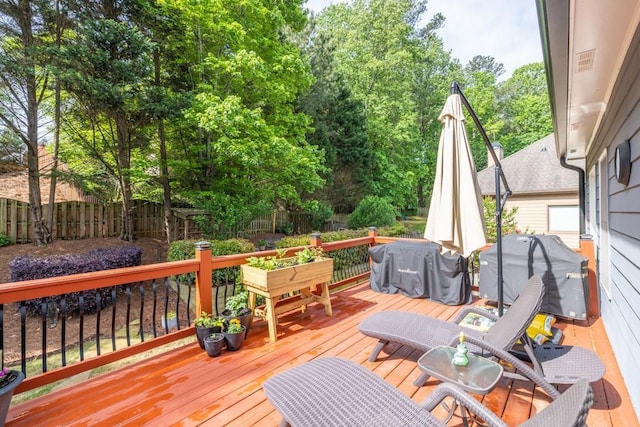 3125 Flatbottom Dr, Dacula, GA 30019 - wooden terrace featuring grilling area and fence