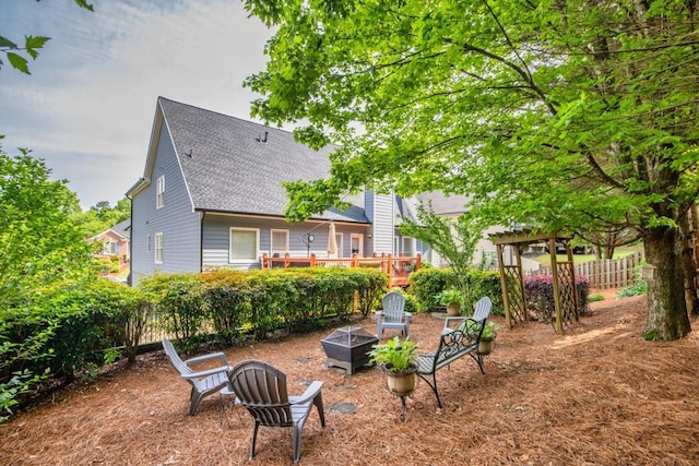 3125 Flatbottom Dr, Dacula, GA 30019 - view of yard with an outdoor fire pit and fence