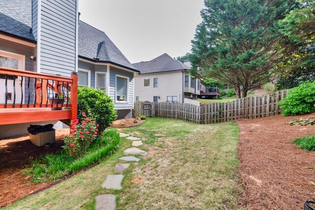 3125 Flatbottom Dr, Dacula, GA 30019 - view of yard featuring fence and a wooden deck