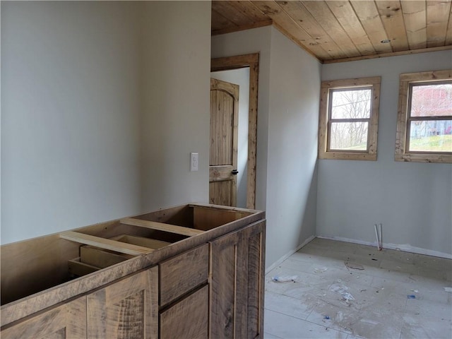 bathroom featuring wooden ceiling