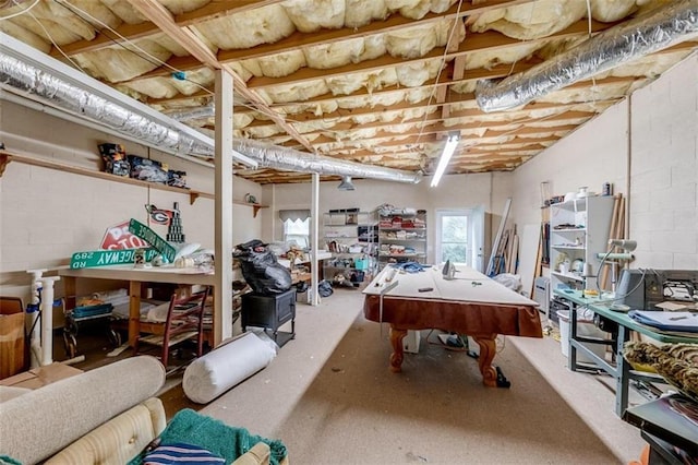 interior space with pool table