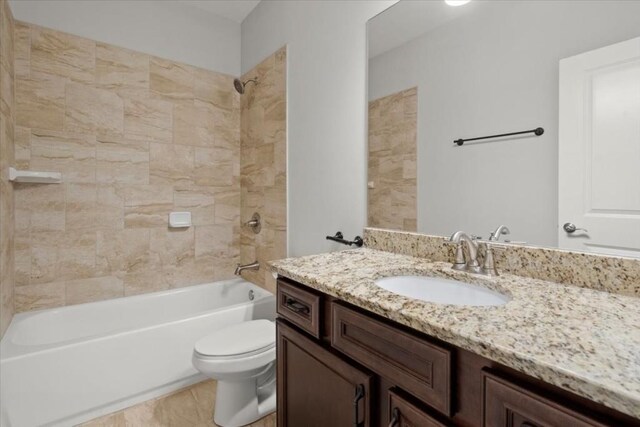 full bath featuring toilet, shower / bathing tub combination, and vanity