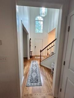 entryway with light hardwood / wood-style flooring