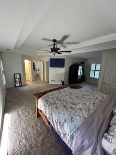 bedroom featuring carpet flooring and ceiling fan