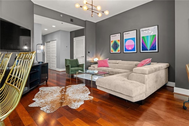 1080 Peachtree St NE Unit 2108, Atlanta, GA 30309 - living area with a chandelier and wood finished floors