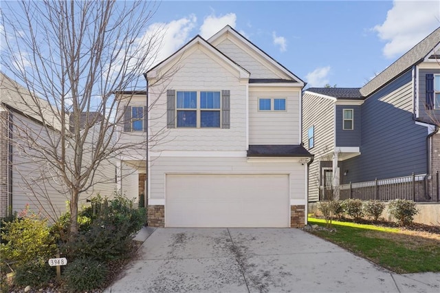 view of front of property with a garage