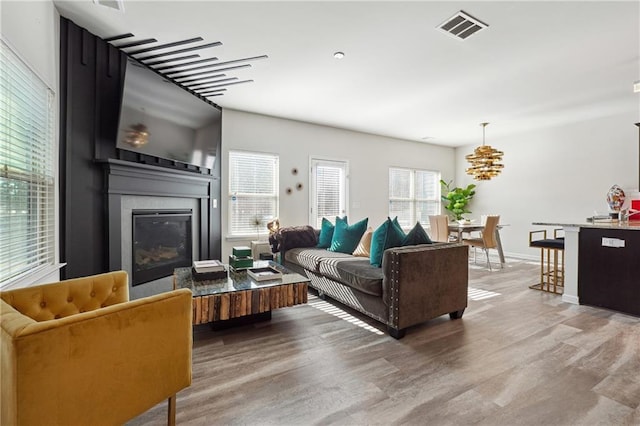 living room with hardwood / wood-style flooring