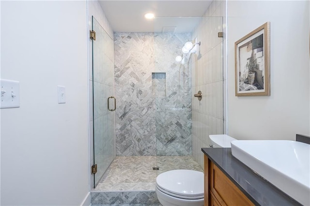 139 Sisson Ave NE, Atlanta, GA 30317 - bathroom with toilet, a stall shower, and vanity