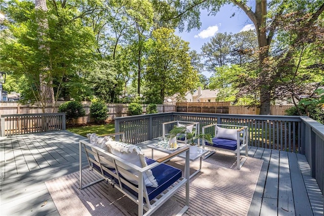 139 Sisson Ave NE, Atlanta, GA 30317 - deck featuring a fenced backyard and an outdoor hangout area