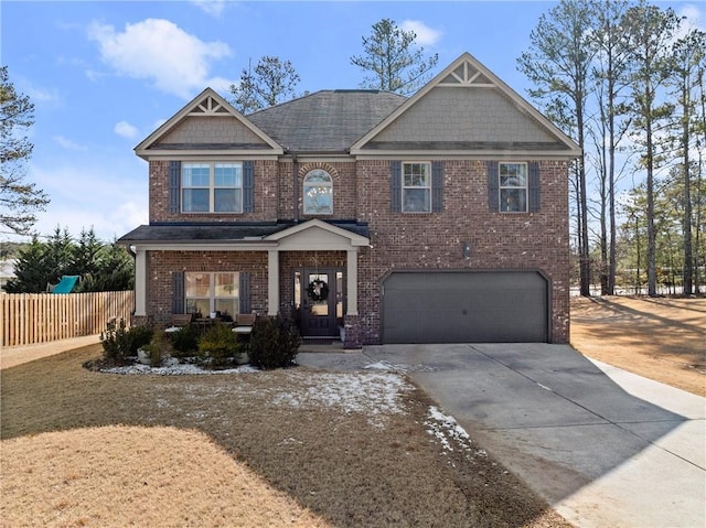 craftsman house featuring a garage