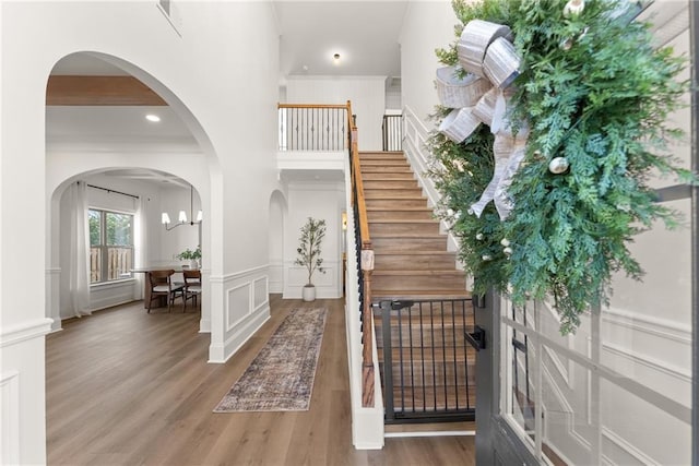 foyer with hardwood / wood-style flooring