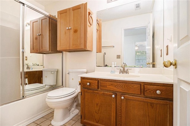 1900 Green Oak Cir, Lawrenceville, GA 30043 - full bathroom featuring vanity, tile patterned flooring, and shower / bath combination with glass door