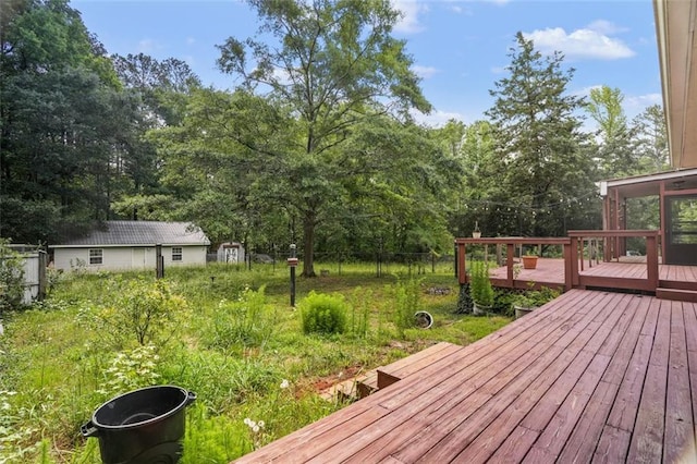 2026 Mcdaniel Mill Rd SW, Conyers, GA 30094 - wooden deck featuring view of wooded area