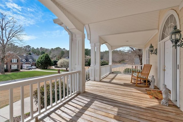 deck featuring covered porch