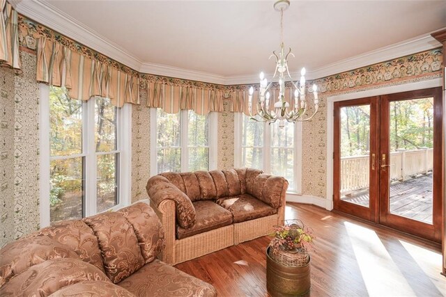 empty room featuring dark hardwood / wood-style flooring and a chandelier