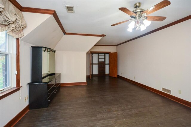 interior space featuring dark hardwood / wood-style floors and ceiling fan